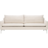 Anders Triple Seat Sofa in in Sand Fabric on Silver Metal Legs